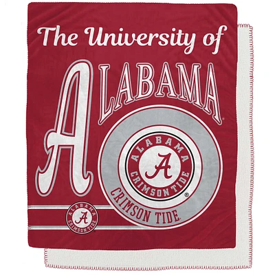 Alabama Crimson Tide Couverture Sherpa en flanelle polaire avec emblème rétro 127 x 152,4 cm