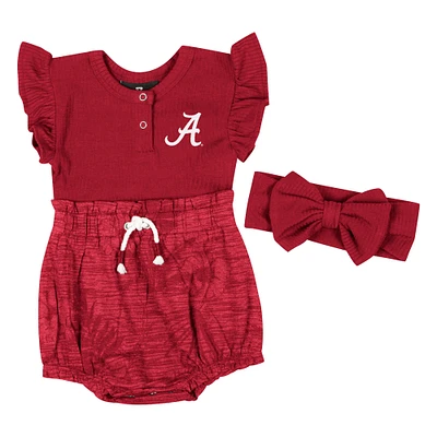 Ensemble body et bandeau deux pièces pour nouveau-né nourrisson Colosseum Crimson Alabama Tide fille