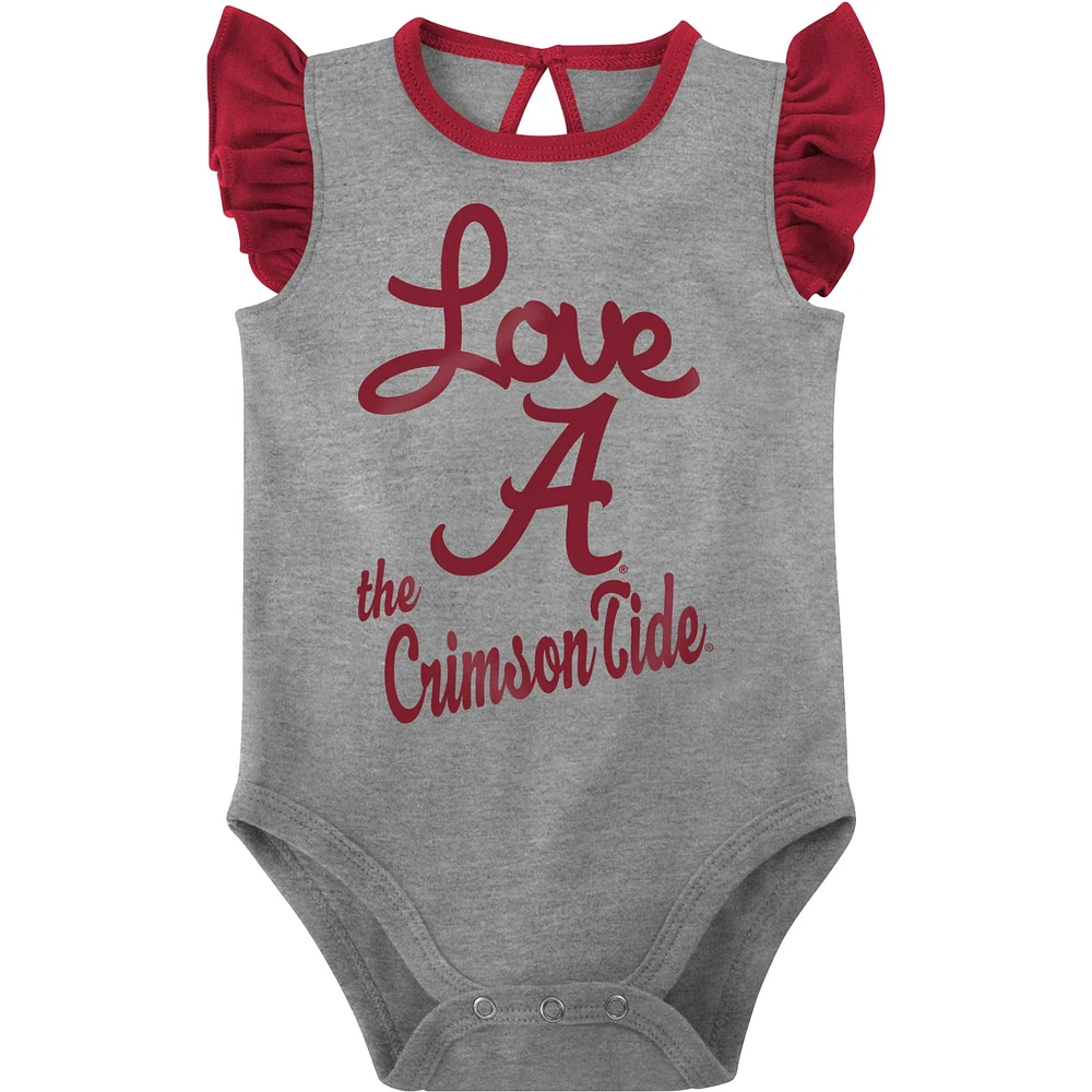 Girls Newborn & Infant Crimson/Gray Alabama Crimson Tide Spread the Love 2-Pack Bodysuit Set
