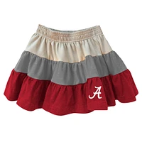 Girls Toddler Wes & Willy Tan Alabama Crimson Tide Tri-Blend Sleeveless Full-Zip Hoodie Tiered Skirt Set