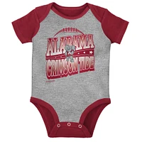 Infant Mitchell & Ness Crimson/Heather Gray Alabama Crimson Tide 3-Pack Bodysuit, Bib and Bootie Set