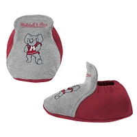 Infant Mitchell & Ness Crimson/Heather Gray Alabama Crimson Tide 3-Pack Bodysuit, Bib and Bootie Set