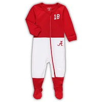 Infant Wes & Willy Crimson Alabama Tide Football Uniform Full-Zip Footed Jumper