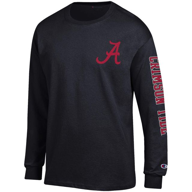 T-shirt à manches longues Champion Alabama Crimson Tide Team Stack 3-Hit noir pour homme