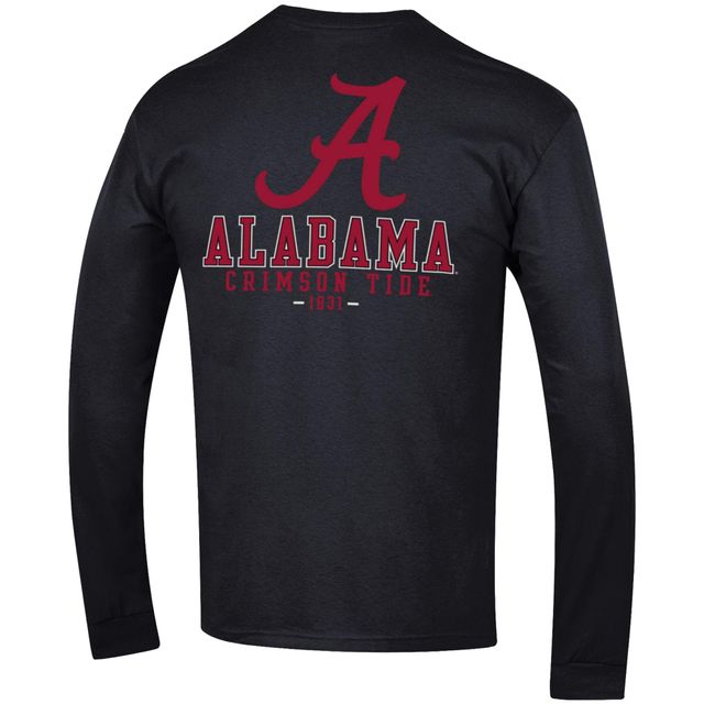 T-shirt à manches longues Champion Alabama Crimson Tide Team Stack 3-Hit noir pour homme