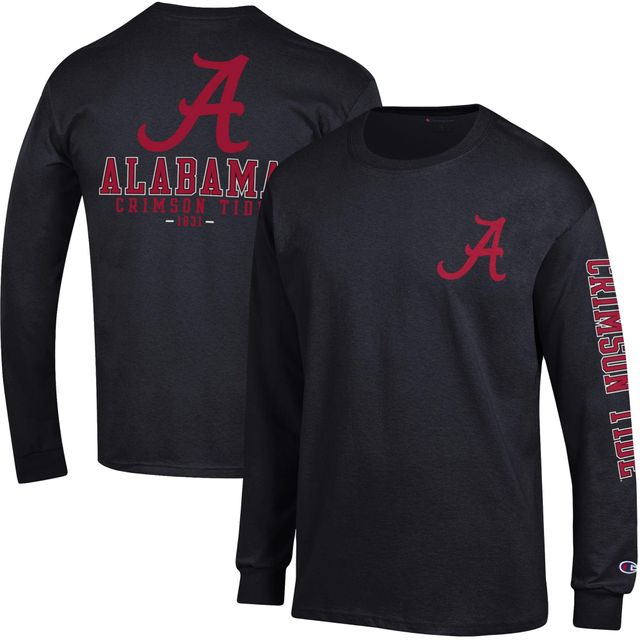 T-shirt à manches longues Champion Alabama Crimson Tide Team Stack 3-Hit noir pour homme
