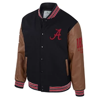 Men's Colosseum  Black Alabama Crimson Tide Letterman Full-Snap Varsity Jacket