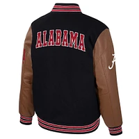 Men's Colosseum  Black Alabama Crimson Tide Letterman Full-Snap Varsity Jacket