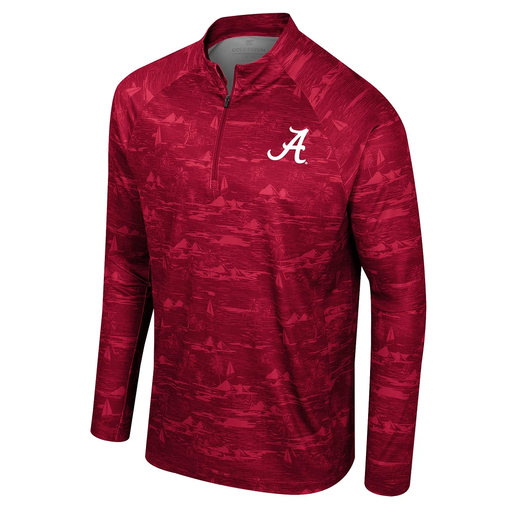Men's Colosseum Crimson Alabama Tide Carson Raglan Quarter-Zip Jacket
