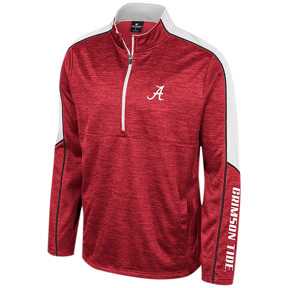 Men's Colosseum Crimson Alabama Tide Marled Half-Zip Jacket