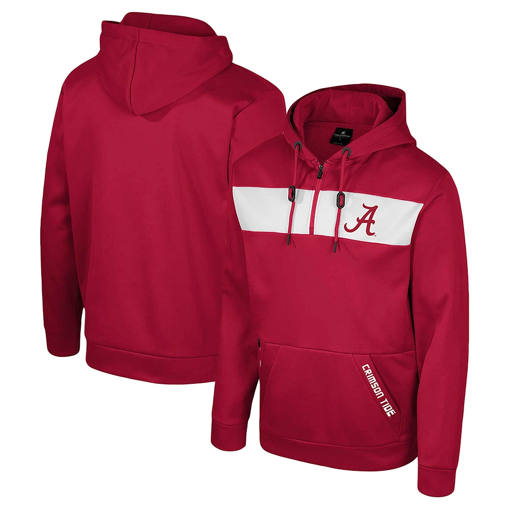 Men's Colosseum Crimson Alabama Tide Quarter-Zip Hoodie