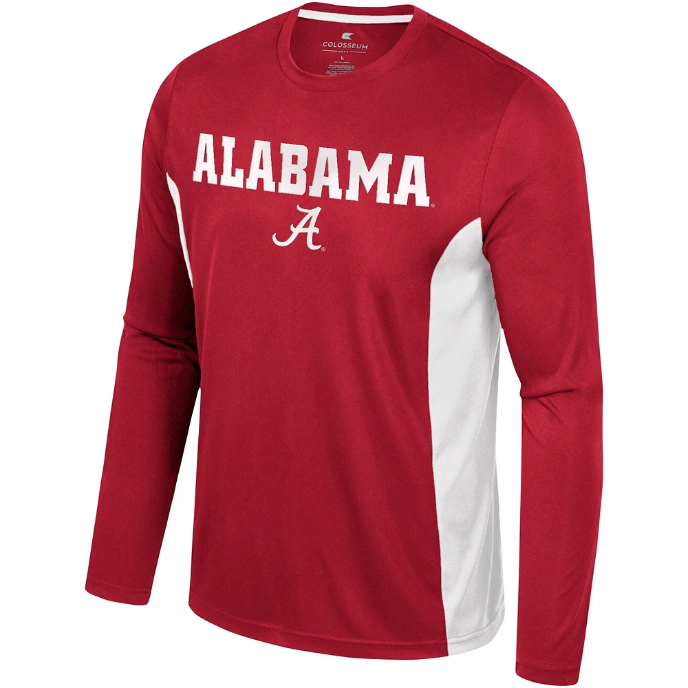 T-shirt d'échauffement à manches longues Colosseum Crimson Alabama Tide pour hommes