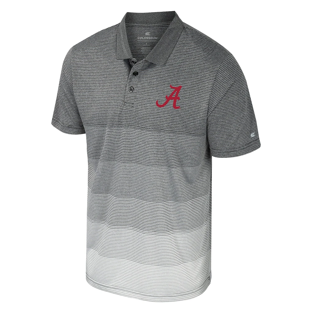 Men's Colosseum Gray Alabama Crimson Tide Striped Mesh Polo