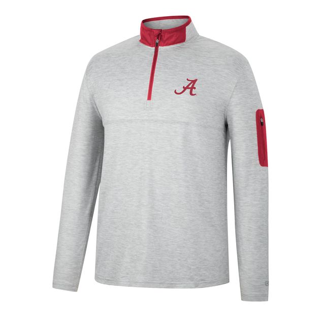 Colosseum Heathered Grey/Crimson Alabama Crimson Tide Country Club Windshirt Quarter-Zip Jacket