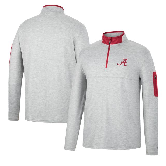 Colosseum Heathered Grey/Crimson Alabama Crimson Tide Country Club Windshirt Quarter-Zip Jacket