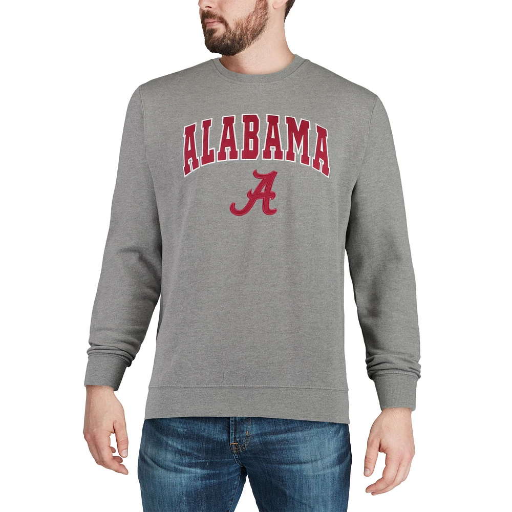 Colosseum Gris chiné Alabama Crimson Tide Arch & Logo Crew Neck Sweat-shirt pour homme
