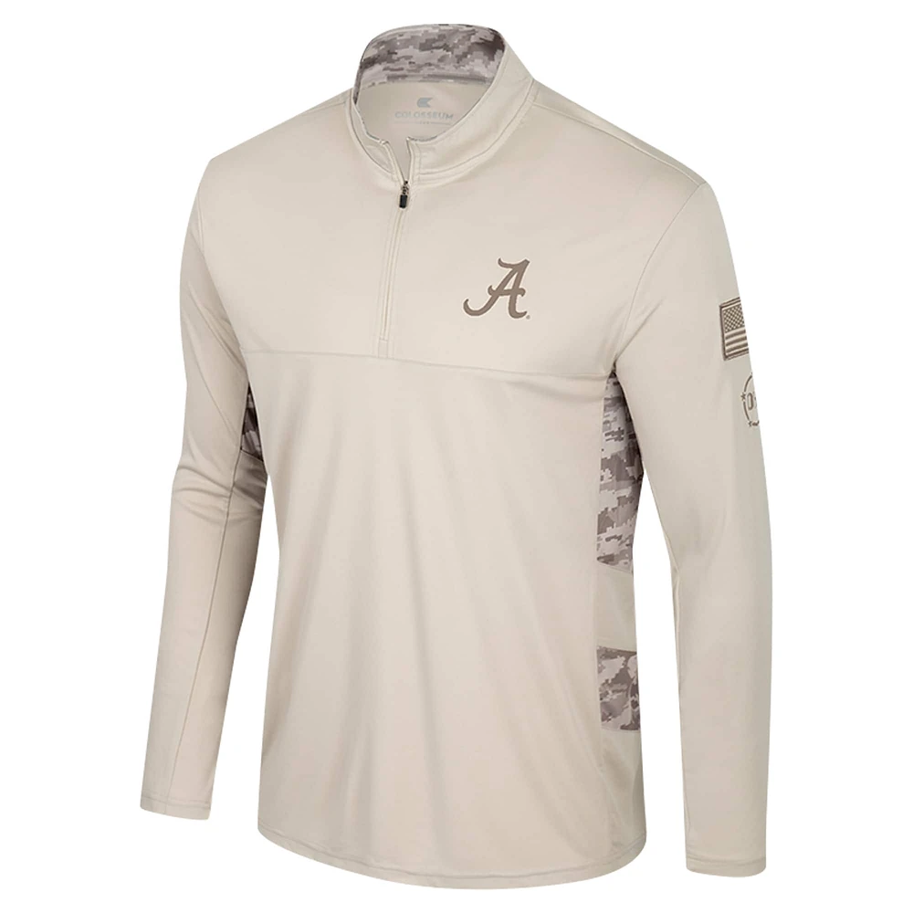 Veste à glissière quart de tour pour homme Colosseum Natural Alabama Crimson Tide OHT Military Appreciation