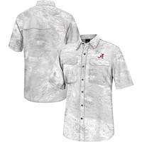 Chemise de pêche à boutons complets Colosseum White Alabama Crimson Tide Realtree Aspect Charter pour hommes