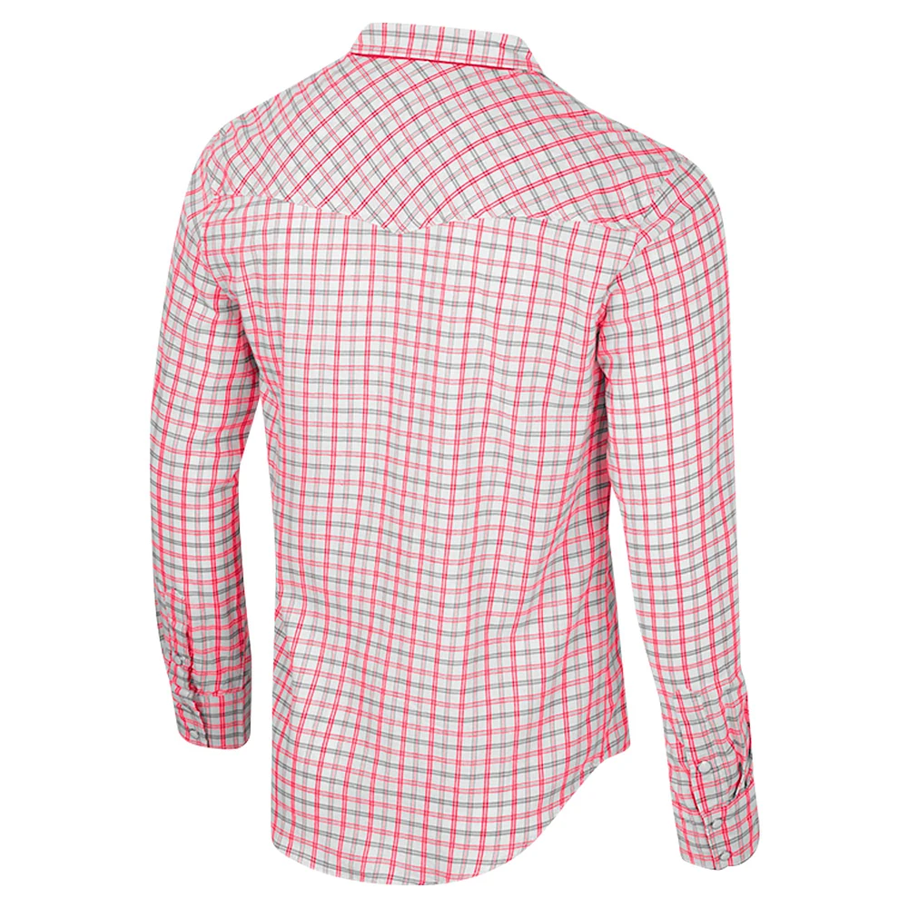 Men's Colosseum x Wrangler White Alabama Crimson Tide Plaid Window Pane Long Sleeve Full-Snap Shirt