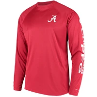 Men's Columbia Crimson Alabama Tide Terminal Tackle Omni-Shade Raglan Long Sleeve T-Shirt