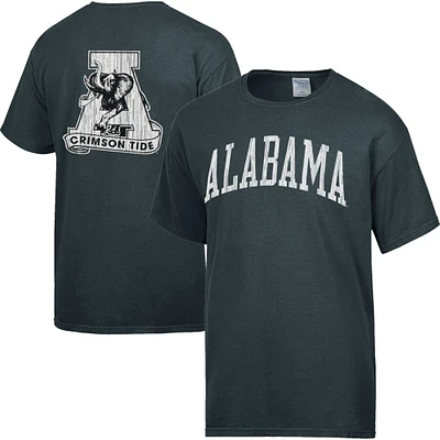 T-shirt Alabama Crimson Tide Vintage Arch 2-Hit pour hommes, lavage confortable, charbon de bois