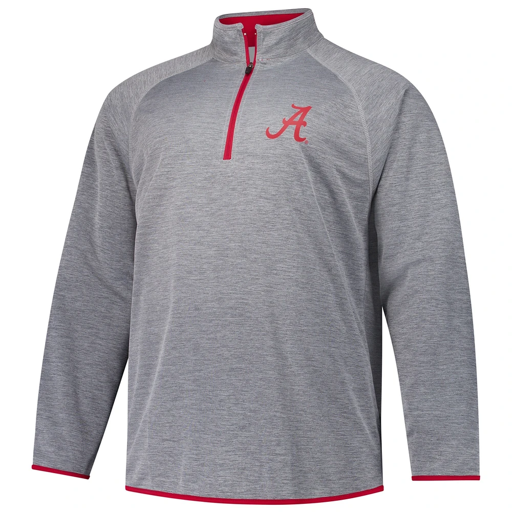 Men's Fanatics Charcoal Alabama Crimson Tide Raglan Big &Tall Quarter-Zip Top
