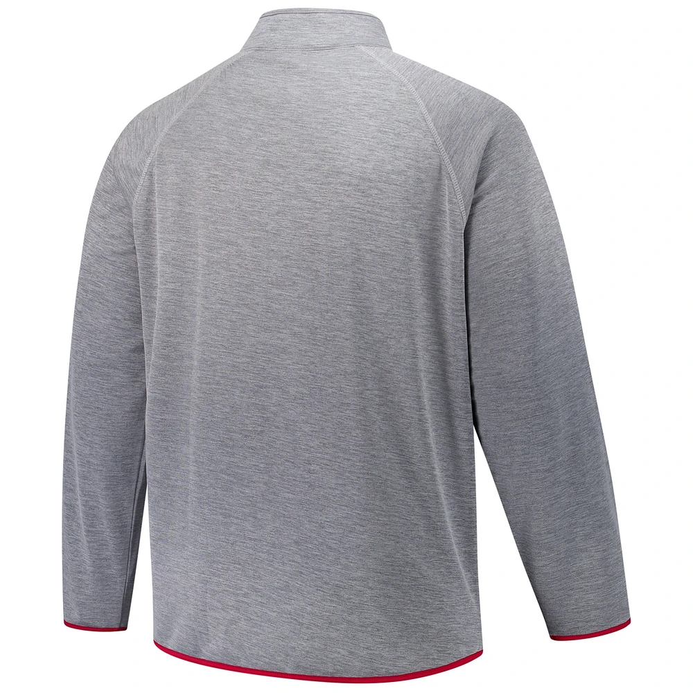 Men's Fanatics Charcoal Alabama Crimson Tide Raglan Big &Tall Quarter-Zip Top