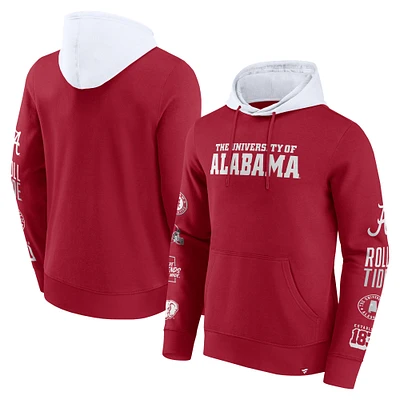 Men's Fanatics  Crimson/White Alabama Crimson Tide Color Block Badge Fleece Pullover Hoodie