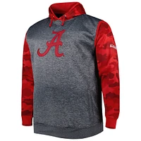 Men's Heather Charcoal Alabama Crimson Tide Big & Tall Raglan Fleece Pullover Hoodie