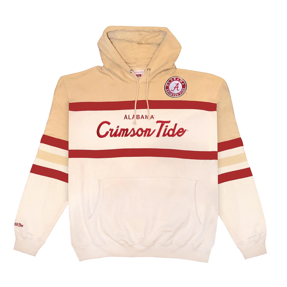 Sweat à capuche Mitchell & Ness pour homme, couleur crème, Alabama Crimson Tide, entraîneur-chef, taille grande et