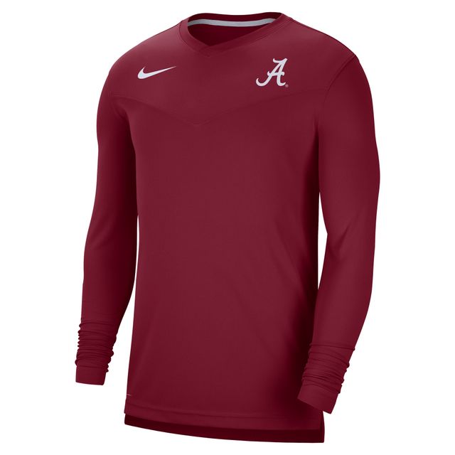 Nike Crimson Alabama Tide 2022 Coach Performance T-shirt à col en V manches longues pour homme