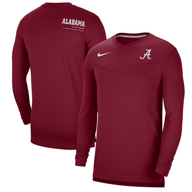 Nike Crimson Alabama Tide 2022 Coach Performance T-shirt à col en V manches longues pour homme