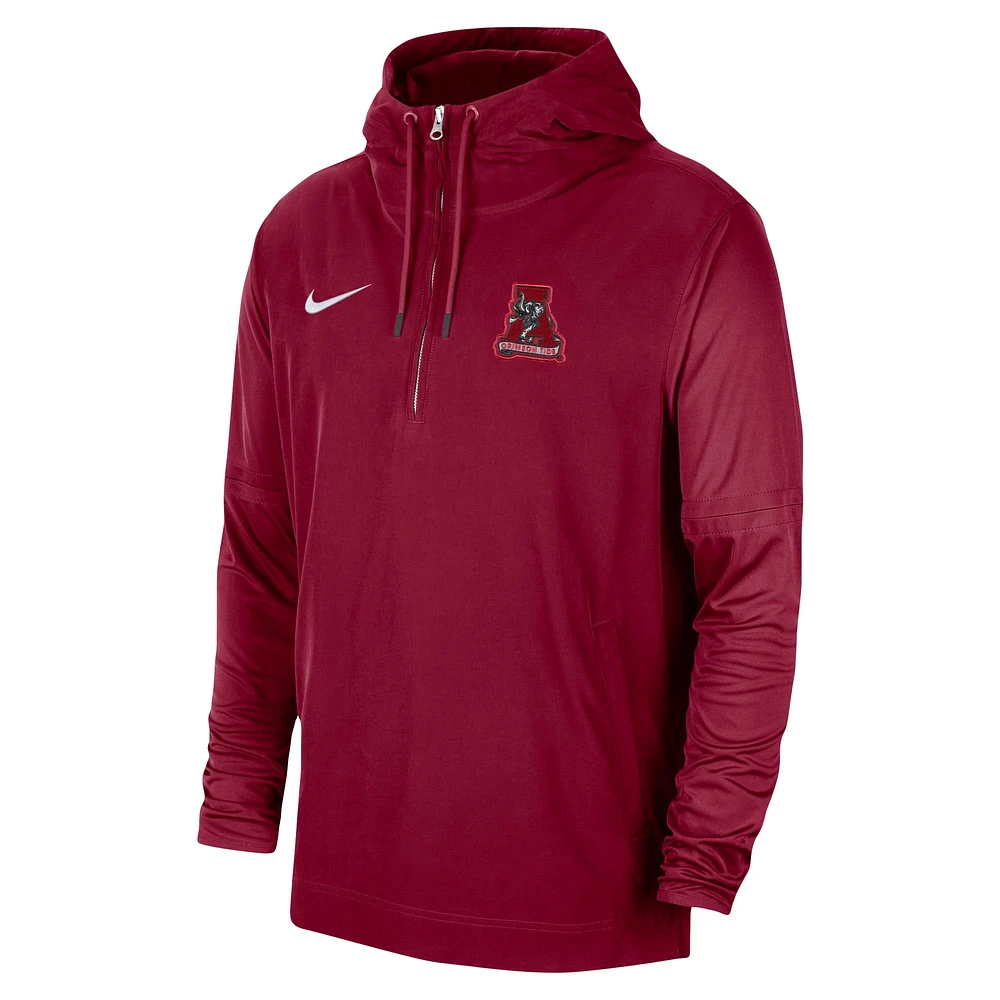 Men's Nike Crimson Alabama Tide 2023 Sideline Player Quarter-Zip Hoodie Jacket