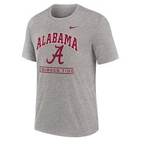 T-shirt Nike Heather Grey Alabama Crimson Tide pour homme avec logo Arch Over Tri-Blend