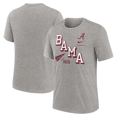 T-shirt à trois mélanges Nike pour hommes, gris chiné, Alabama Crimson Tide Blitz Roll Call