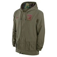 Men's Nike Olive Alabama Crimson Tide 2024 Military Appreciation Full-Snap Hoodie Jacket