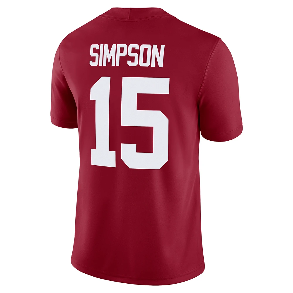 Men's Nike Ty Simpson Crimson Alabama Tide NIL Football Game Jersey