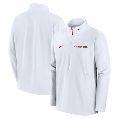Veste Nike blanche Alabama Crimson Tide Sideline Coaches à fermeture éclair quart de tour pour homme