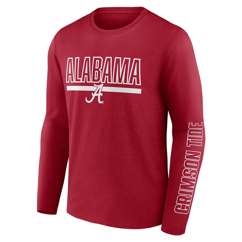 Men's Profile Crimson Alabama Tide Big & Tall Two-Hit Graphic Long Sleeve T-Shirt