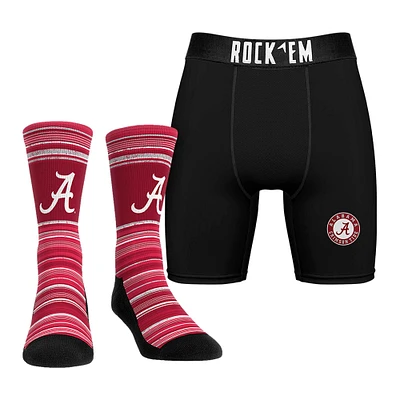 Lot de chaussettes et caleçons boxeurs Rock Em Socks Alabama Crimson Tide Primary Crew pour hommes