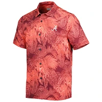 Men's Tommy Bahama Crimson Alabama Tide Big & Tall Coast Luminescent Fronds IslandZone Button-Up Camp Shirt
