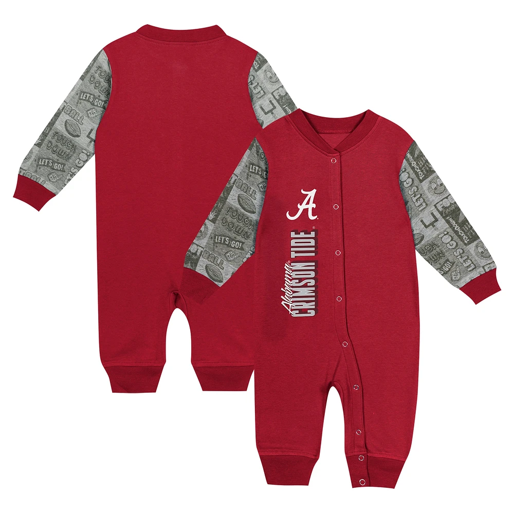 Combinaison à manches longues colorblock pour nouveau-né et nourrisson Crimson Alabama Tide Playbook