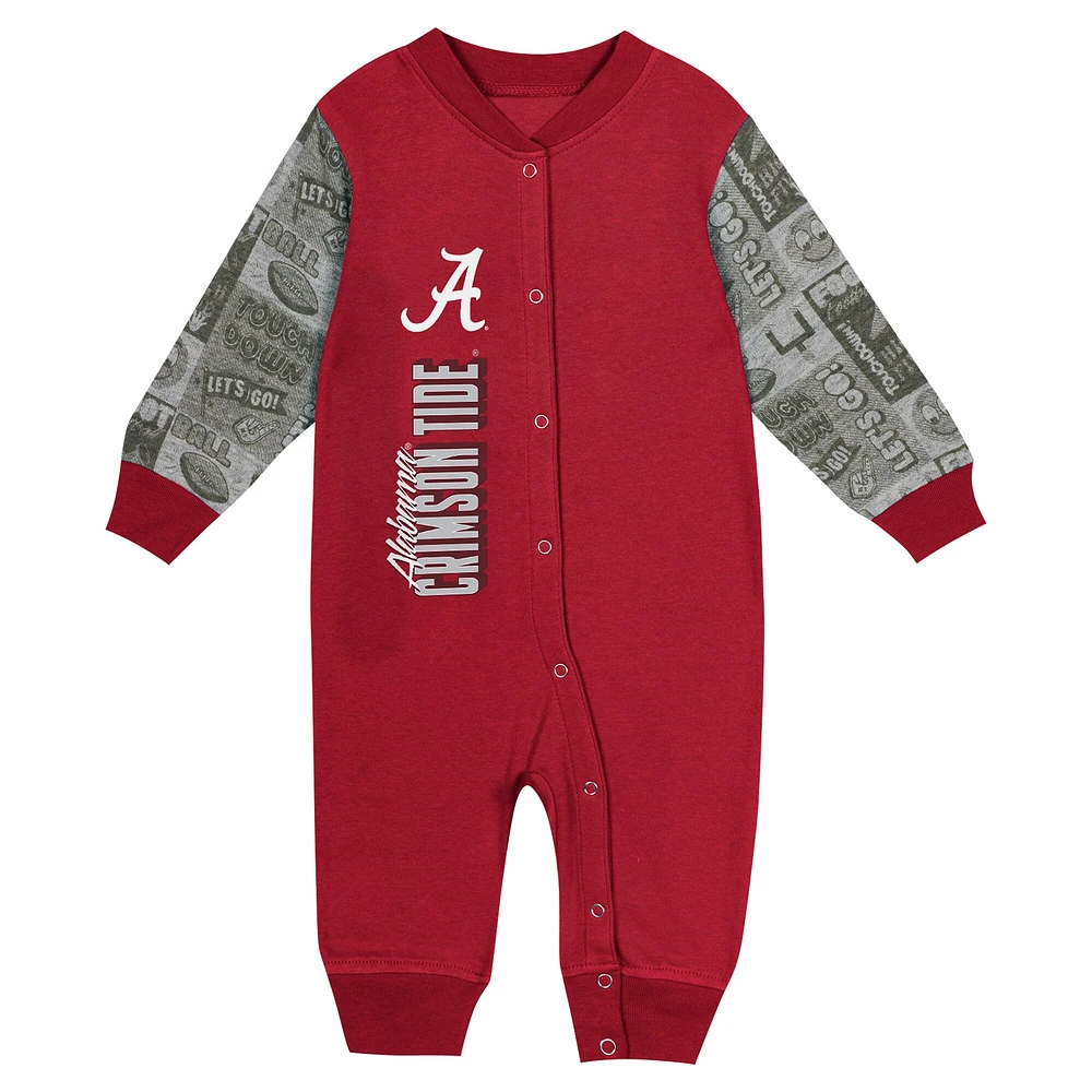 Combinaison à manches longues colorblock pour nouveau-né et nourrisson Crimson Alabama Tide Playbook