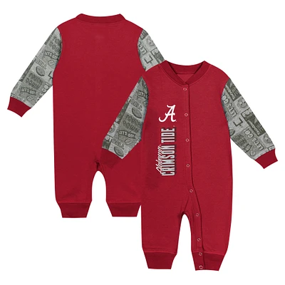 Combinaison à manches longues colorblock pour nouveau-né et nourrisson Crimson Alabama Tide Playbook