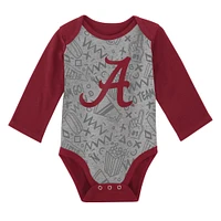 Newborn & Infant White/Gray Alabama Crimson Tide 2-Pack Play Time Long Sleeve Bodysuit Set