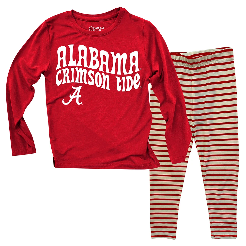 Toddler Wes & Willy  Alabama Crimson Tide Long Sleeve Top and Striped Tri-Blend Leggings Set