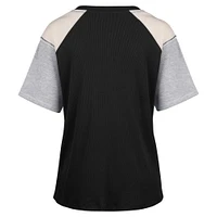 Women's '47 Black Alabama Crimson Tide Underline Harvey Colorblock Raglan Henley T-Shirt