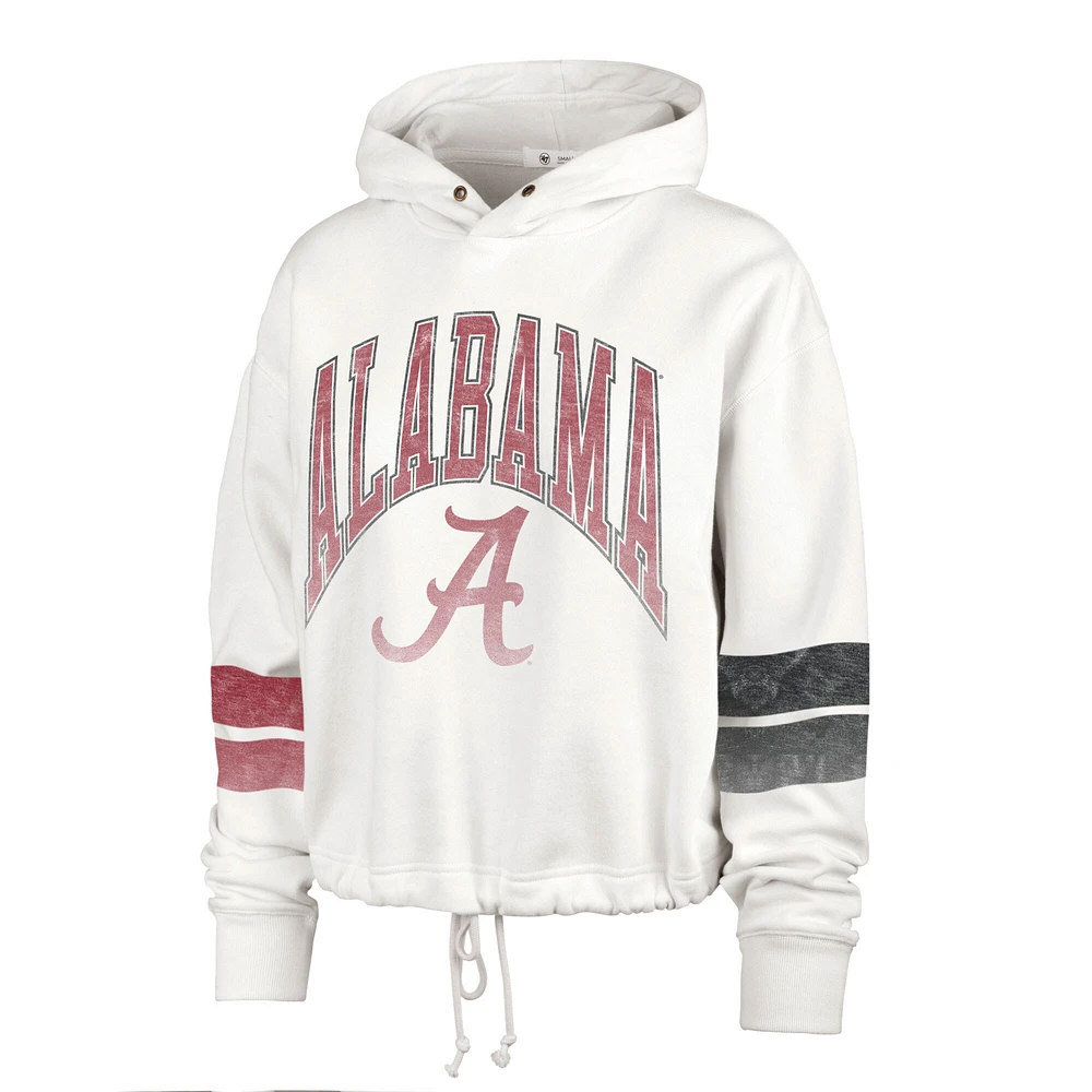Women's '47 Cream Alabama Crimson Tide Harper Adjustable Cropped Pullover Hoodie