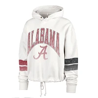 Women's '47 Cream Alabama Crimson Tide Harper Adjustable Cropped Pullover Hoodie