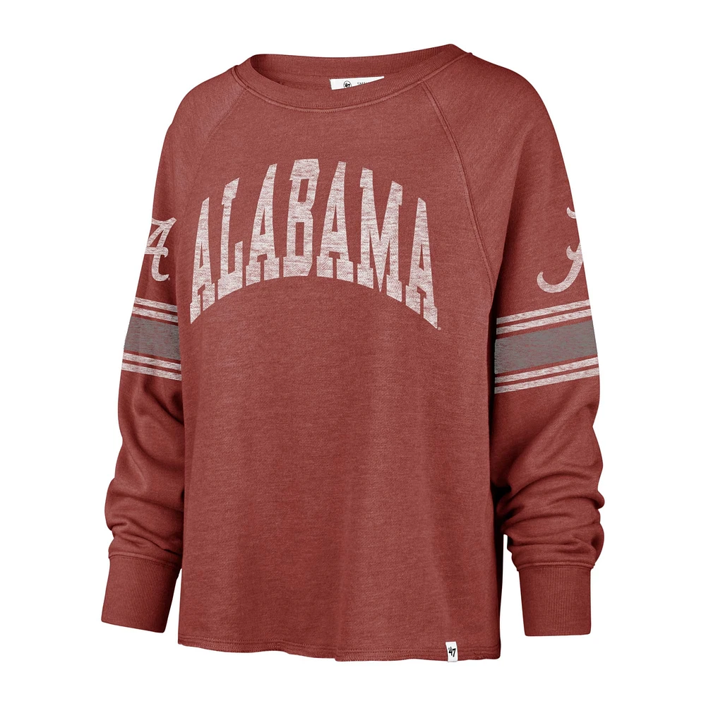 Women's '47 Crimson Alabama Tide Allie Modest Raglan Long Sleeve Cropped T-Shirt